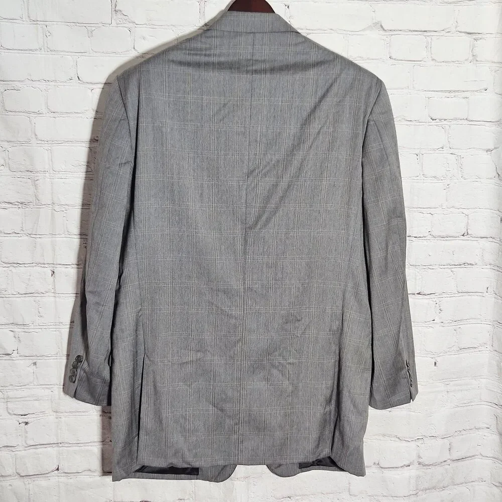 Joseph Abboud Suit Men 46 Wool Lightweight Gray Windowpane Check Pants 36X32